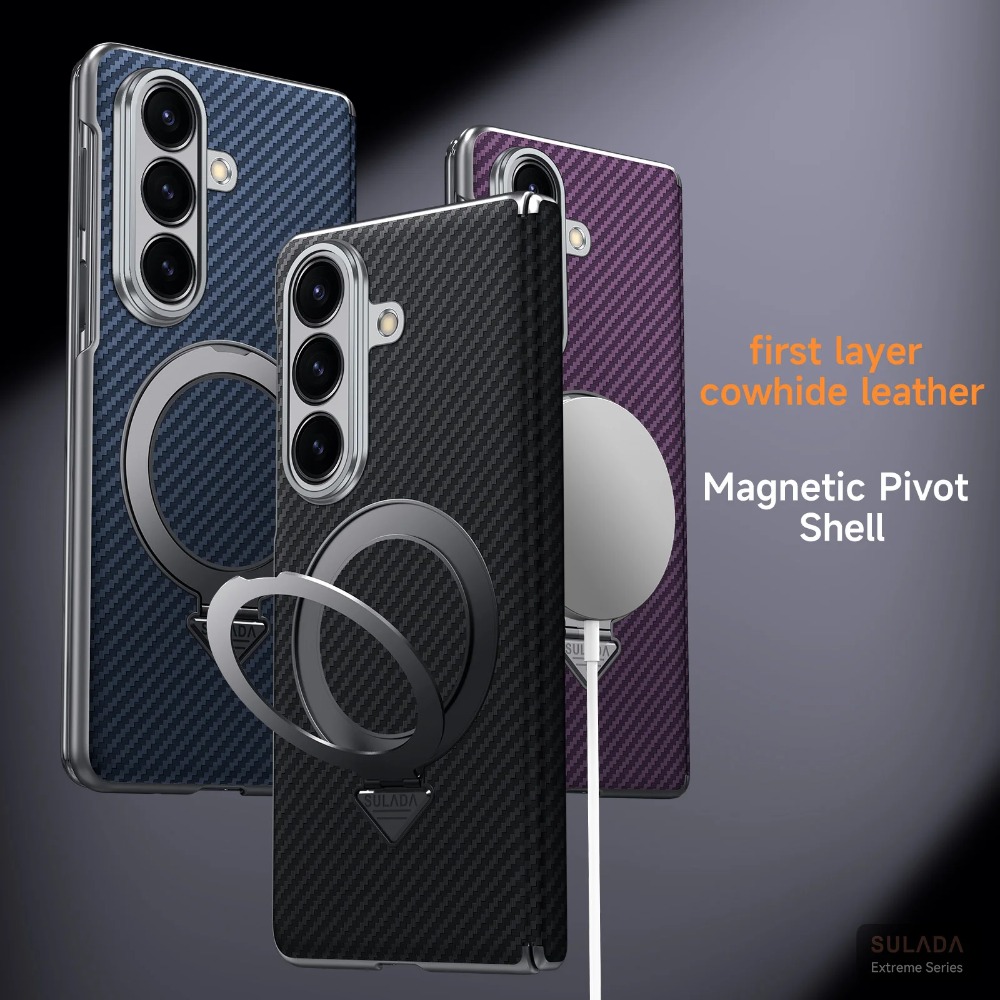 Magnetic Charging Stand - Zakelijke koolstofvezel magnetische ringstandaard telefoonhoes voor