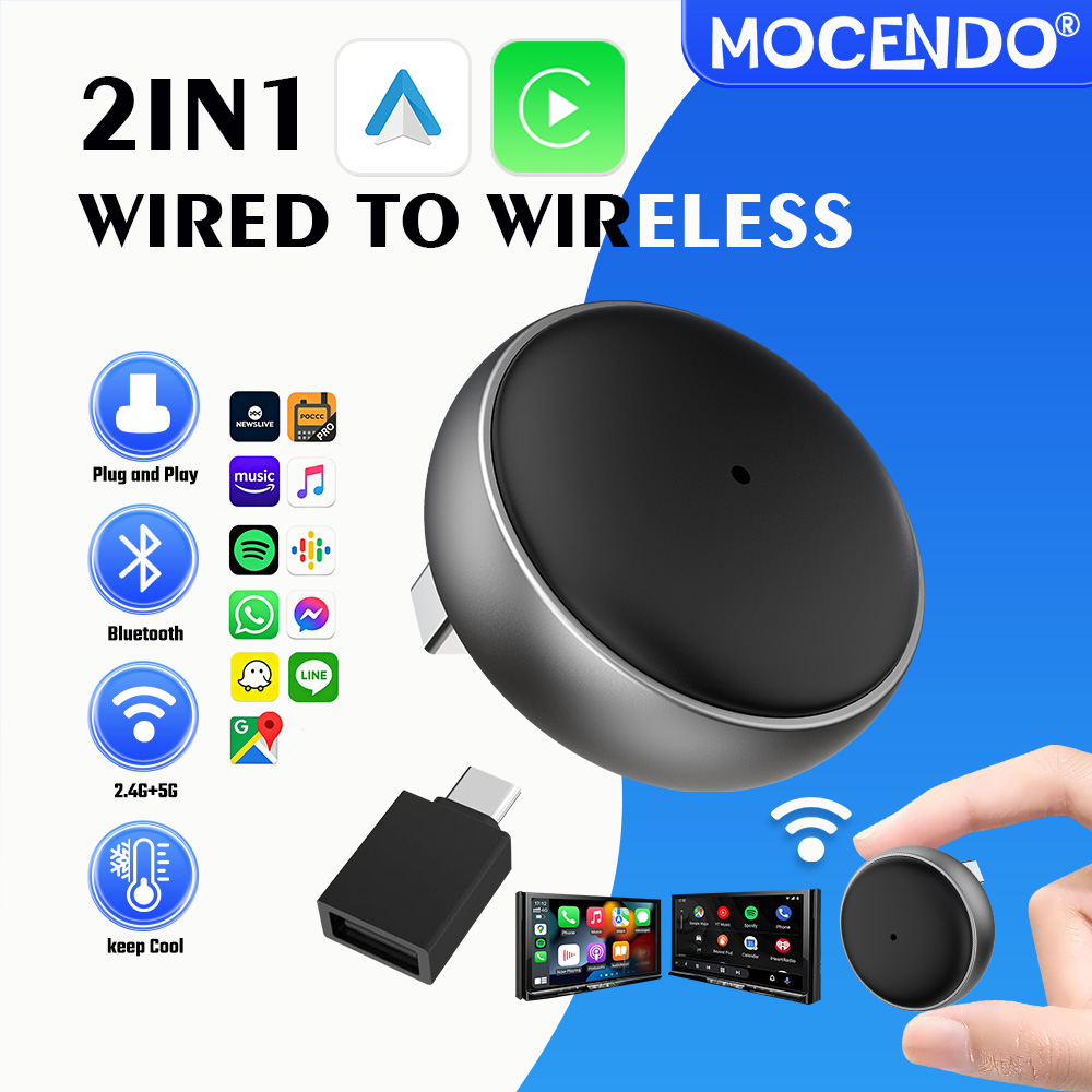Smart Accessories - MOCENDO 2in1 Bedraad naar draadloos CarPlay