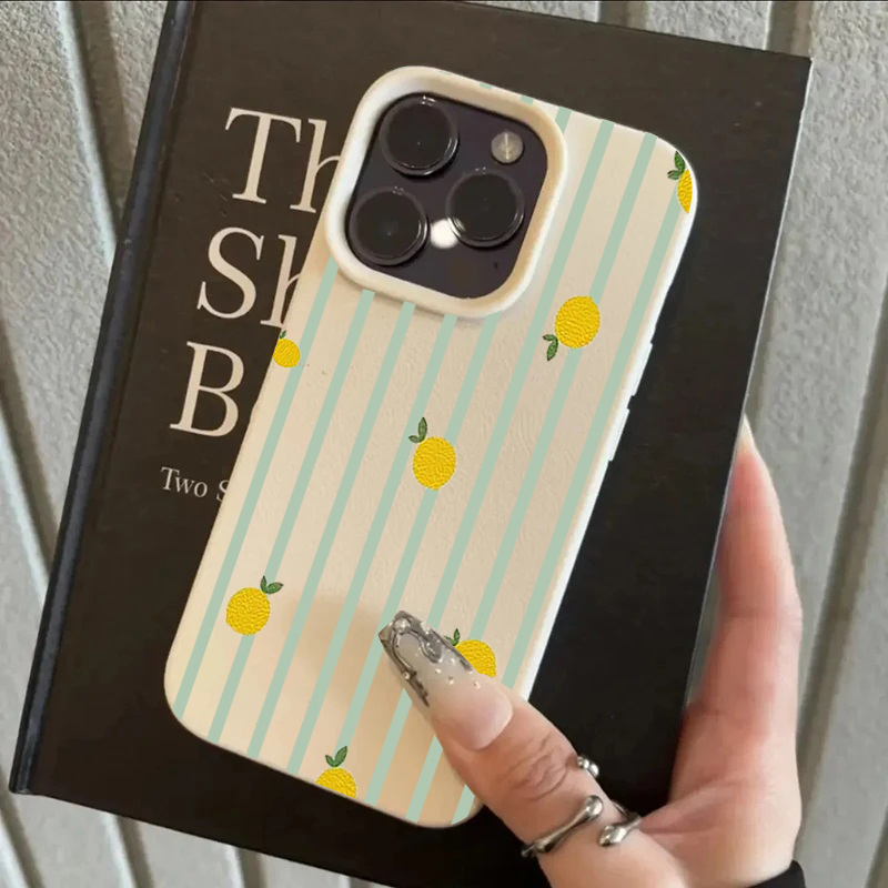 Apple Iphone 15 - Stootvaste schattige telefoonhoes met citroenpatroon van