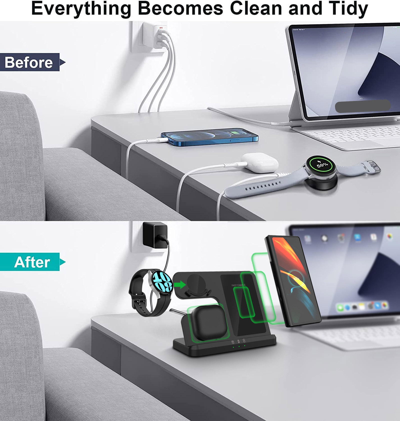 Draadloze oplader 3-in-1 stand - Smartwatch Ac recensie en prijs