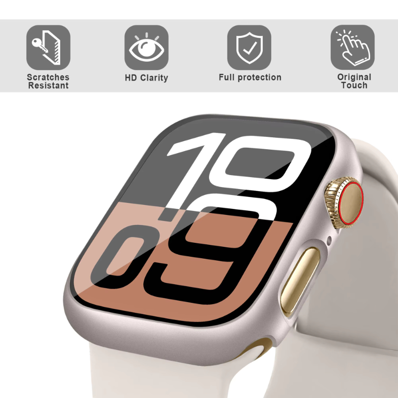 Glas+hoesje voor Apple Watch 4 - Smartwatch Band Accessories recensie en prijs
